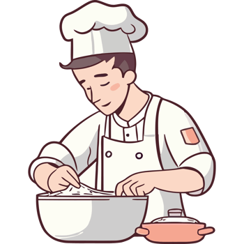 A cartoon chef preparing food in a bowl png