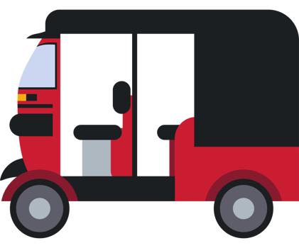 A red and black tuk tuk is shown png