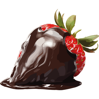 A chocolate covered strawberry on a black background png