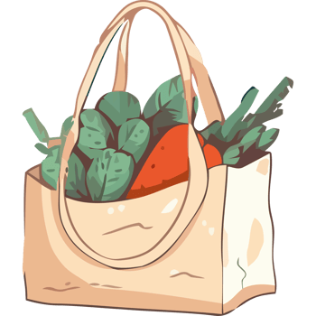 A bag full of vegetables and fruits png
