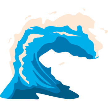 A cartoon wave crashing into the ocean png