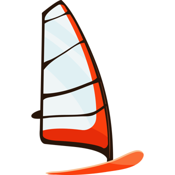 A cartoon windsurf with a sail on top png