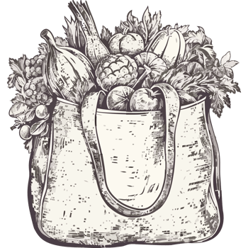 A drawing of a bag full of vegetables png