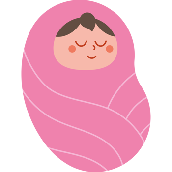 A cartoon baby wrapped in a pink blanket png