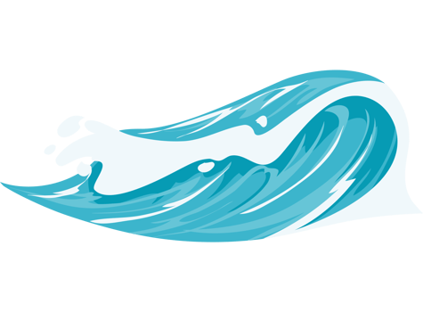 A wave with a blue background and white water png