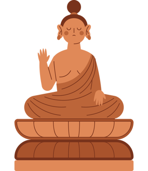 Buddha sitting on a stone with hands up png