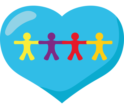 A heart with people holding hands in it png