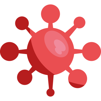 A red virus with many circles around it png