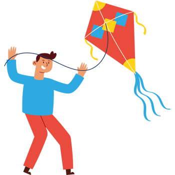 A man is flying a kite with a string png