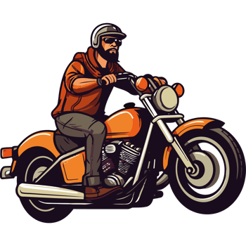 A man riding a motorcycle on a black background png