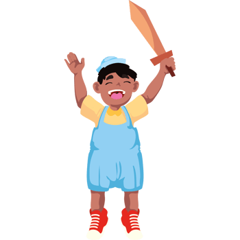 Cartoon boy holding a sword png
