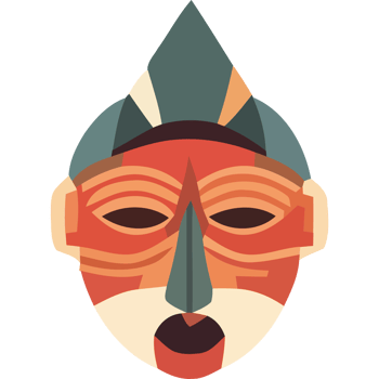 A tribal mask with a face and a hat png