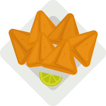 A plate with some fried food and a lime wedge png