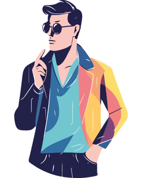 A man in sunglasses and a colorful jacket png