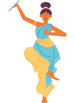A cartoon woman dancing with a stick png