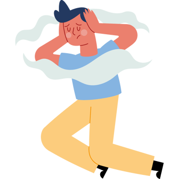 A man is holding his head and covering his ears png