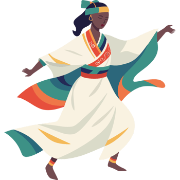 An illustration of a woman in a traditional dress png