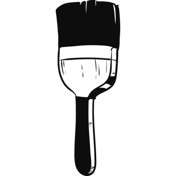 A black and white drawing of a paintbrush png