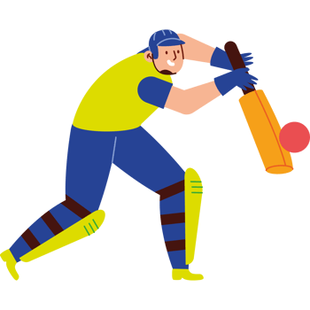 Cricket player with bat and ball png