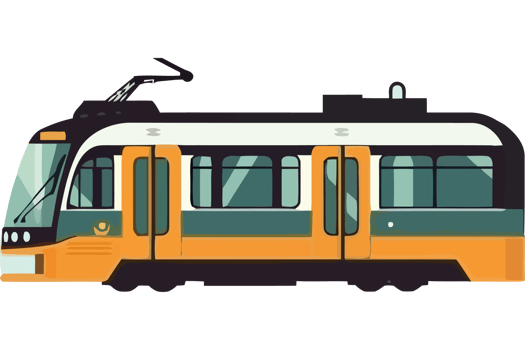 A cartoon tram on a black background png