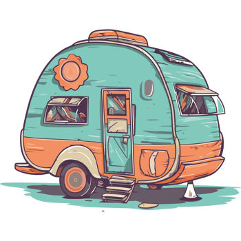 An illustration of a vintage camper trailer png