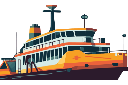 A ferry boat on a black background png