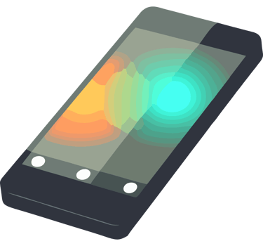 A smartphone with a colorful light on the screen png