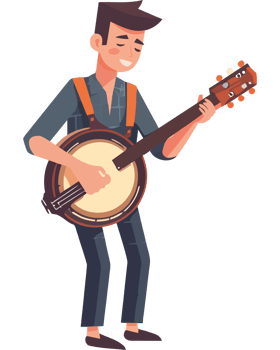 Banjo player playing guitar png