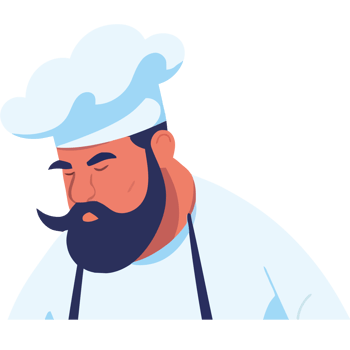 A cartoon chef with a beard and mustache png