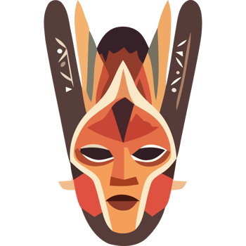 An illustration of a mask with a tribal design png