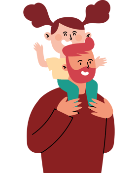 Father and daughter on shoulders png