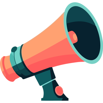 A megaphone icon on a black background png