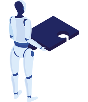 A robot carrying a piece of puzzle png