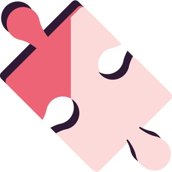 A pink puzzle piece with two pieces missing png