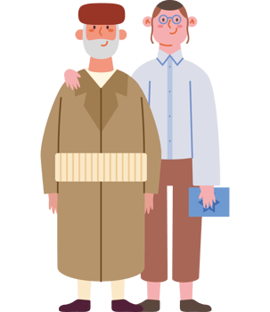An illustration of two people standing together png