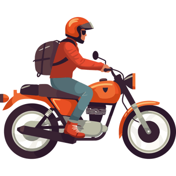 A man riding a motorcycle on a black background png