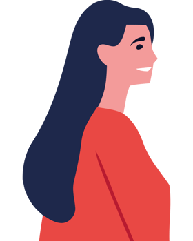 A woman with long hair and a red shirt png