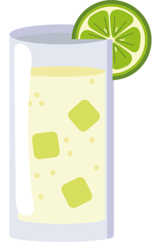A glass of lemonade with lime slice png