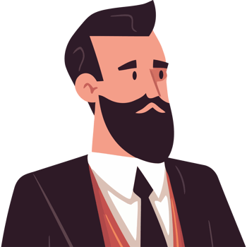 A cartoon man with a beard and tie png