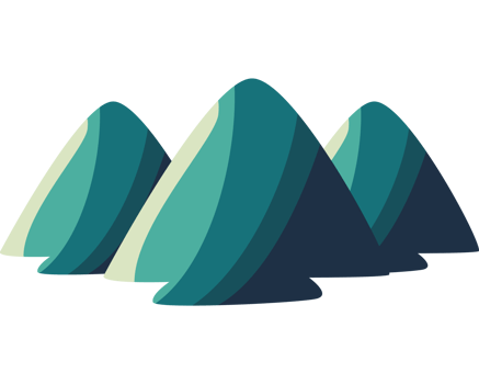 Three mountains in a flat style png