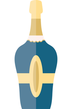 A bottle of champagne with a gold trim png
