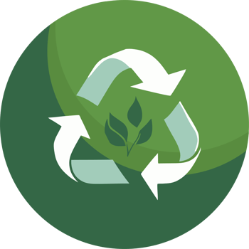 A green circular icon with a recycling symbol png