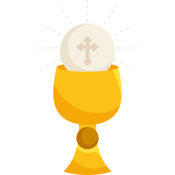 A golden chalice with a cross on top png