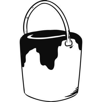 A black and white drawing of a bucket png
