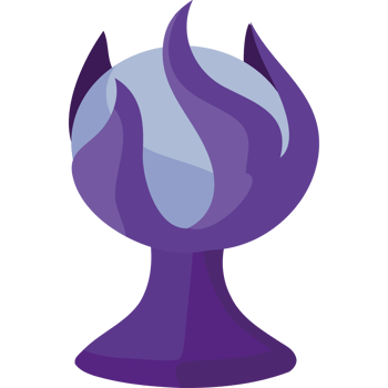A purple ball with flames on it png
