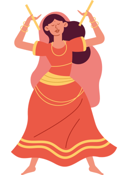 Indian woman dancing with a stick png