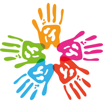 Colorful hands in a circle with a black background png