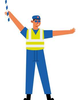 A man in a safety vest holding a stick png
