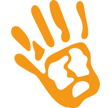 An orange hand with a black background png