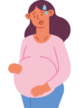 A pregnant woman with a tear on her face png
